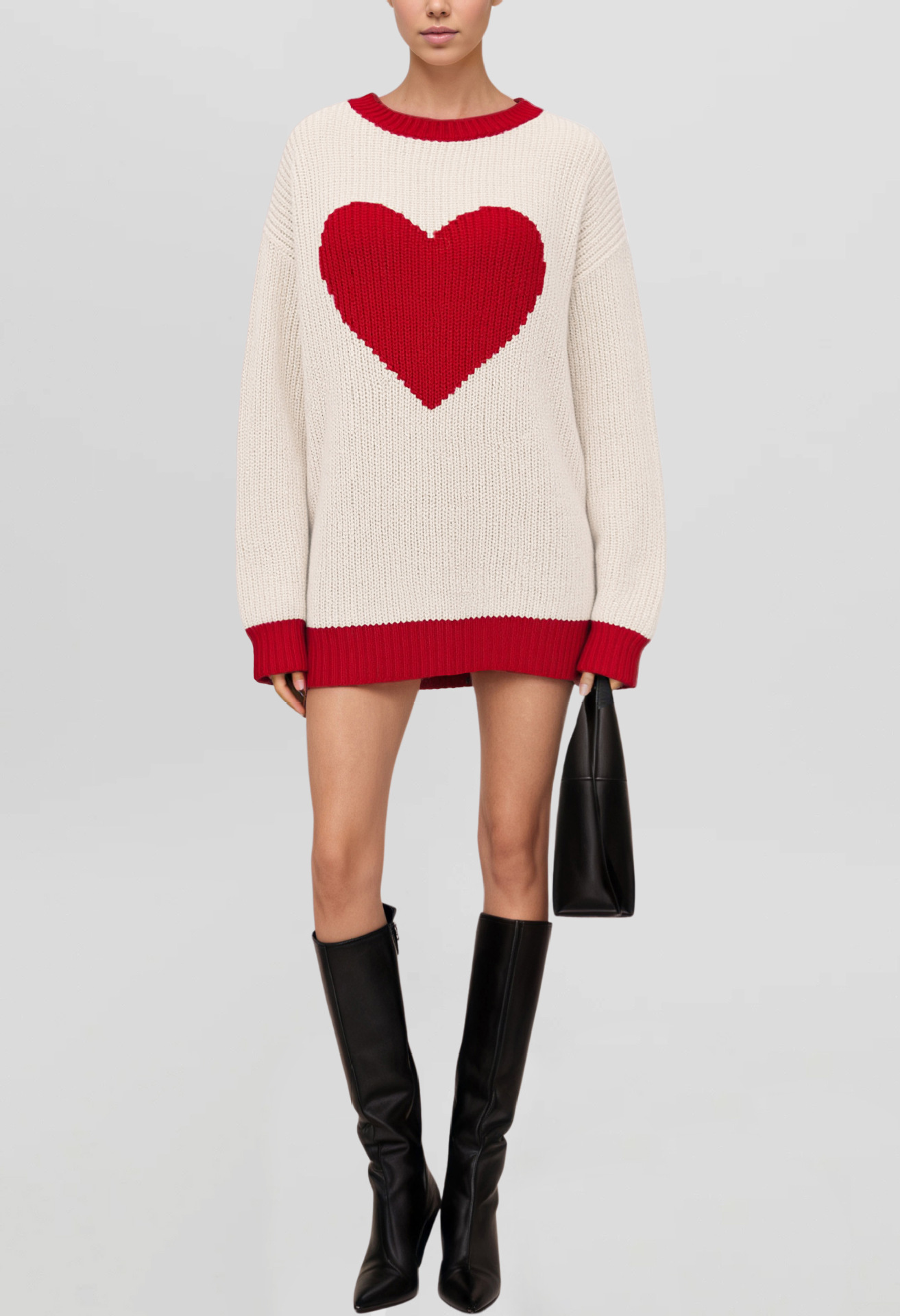Heart Jacquard Pullover Sweater