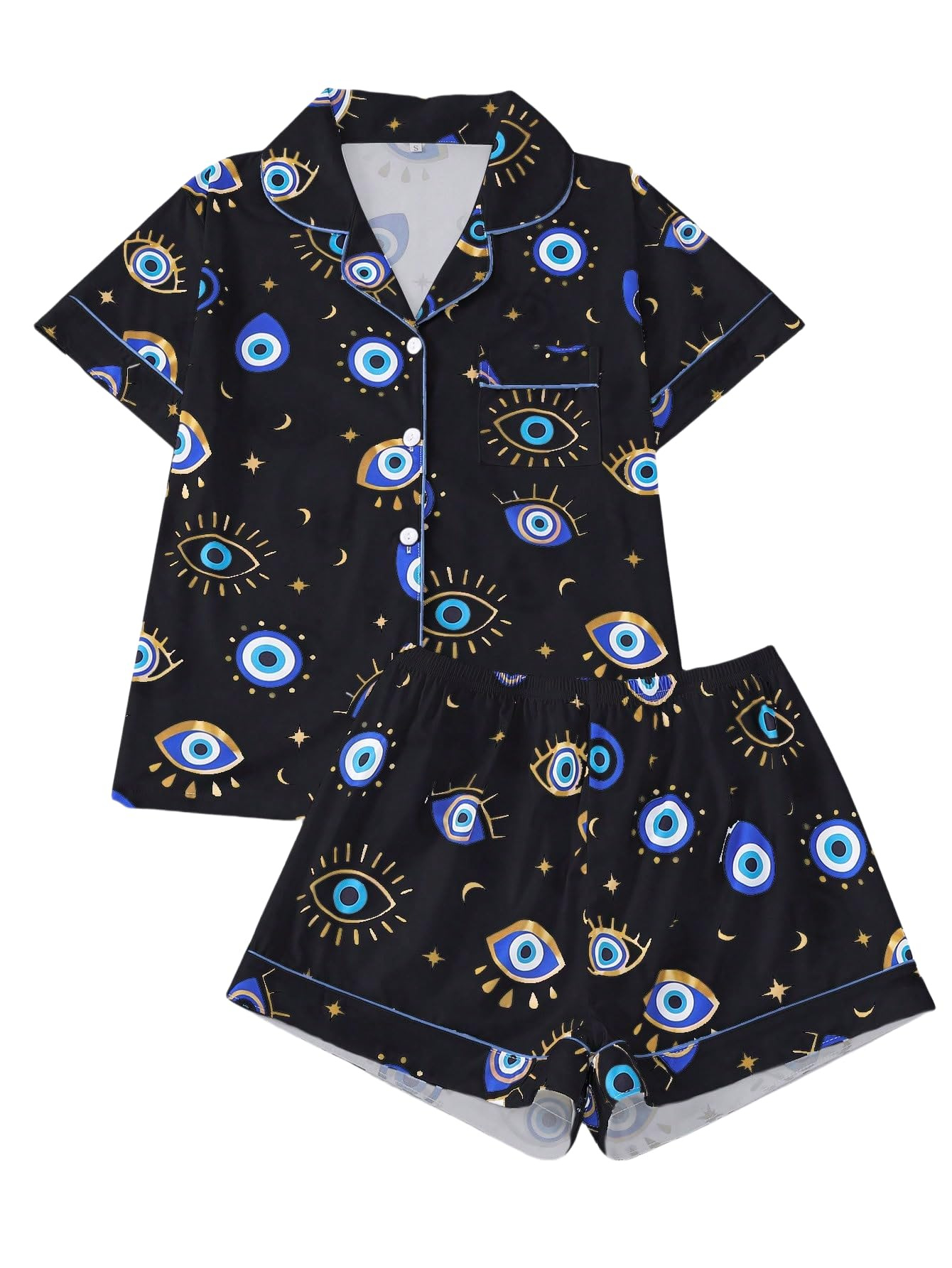 Women's Summer Hawaiian Print Short Sleeve Shirt Set