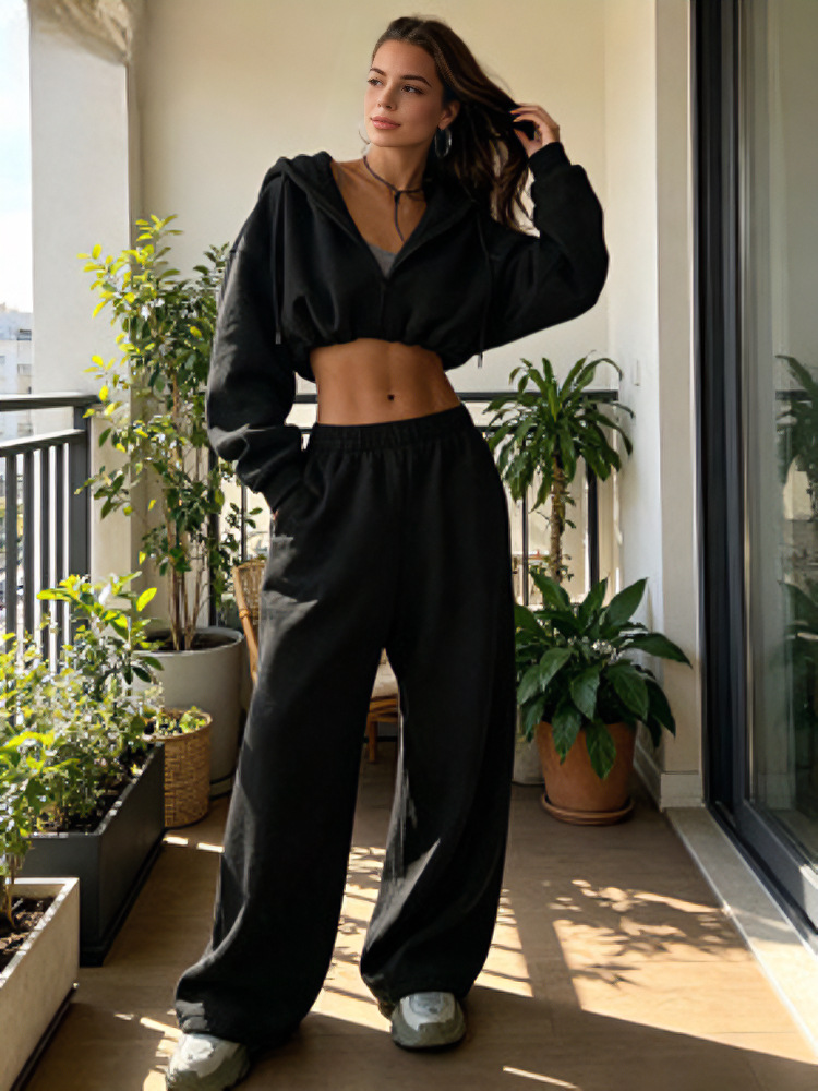 Women's Long Sleeve Zip-Up Sweatsuit 2-Piece Set