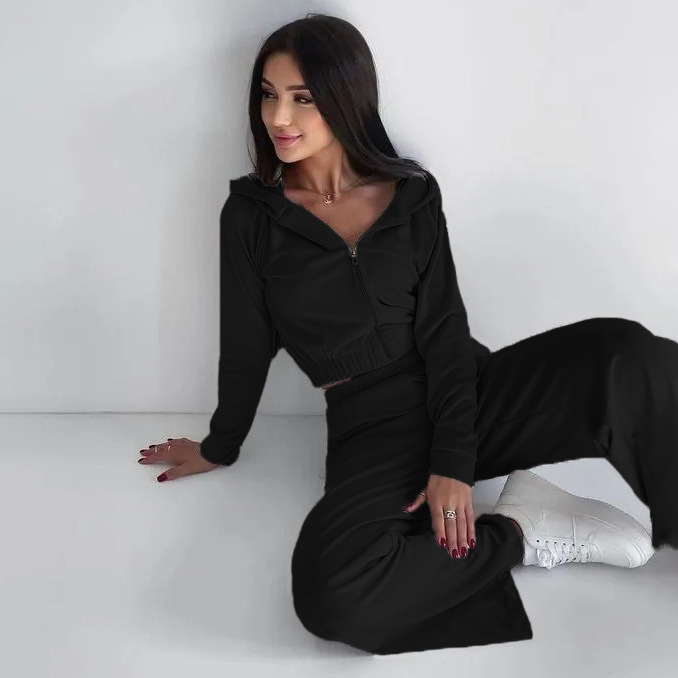 Women's Hooded Zip-Up Sweatsuit 2-Piece Set