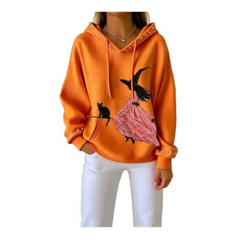 Halloween Witch 3D Print Women's Sweatshirt Casual Loose Pullover