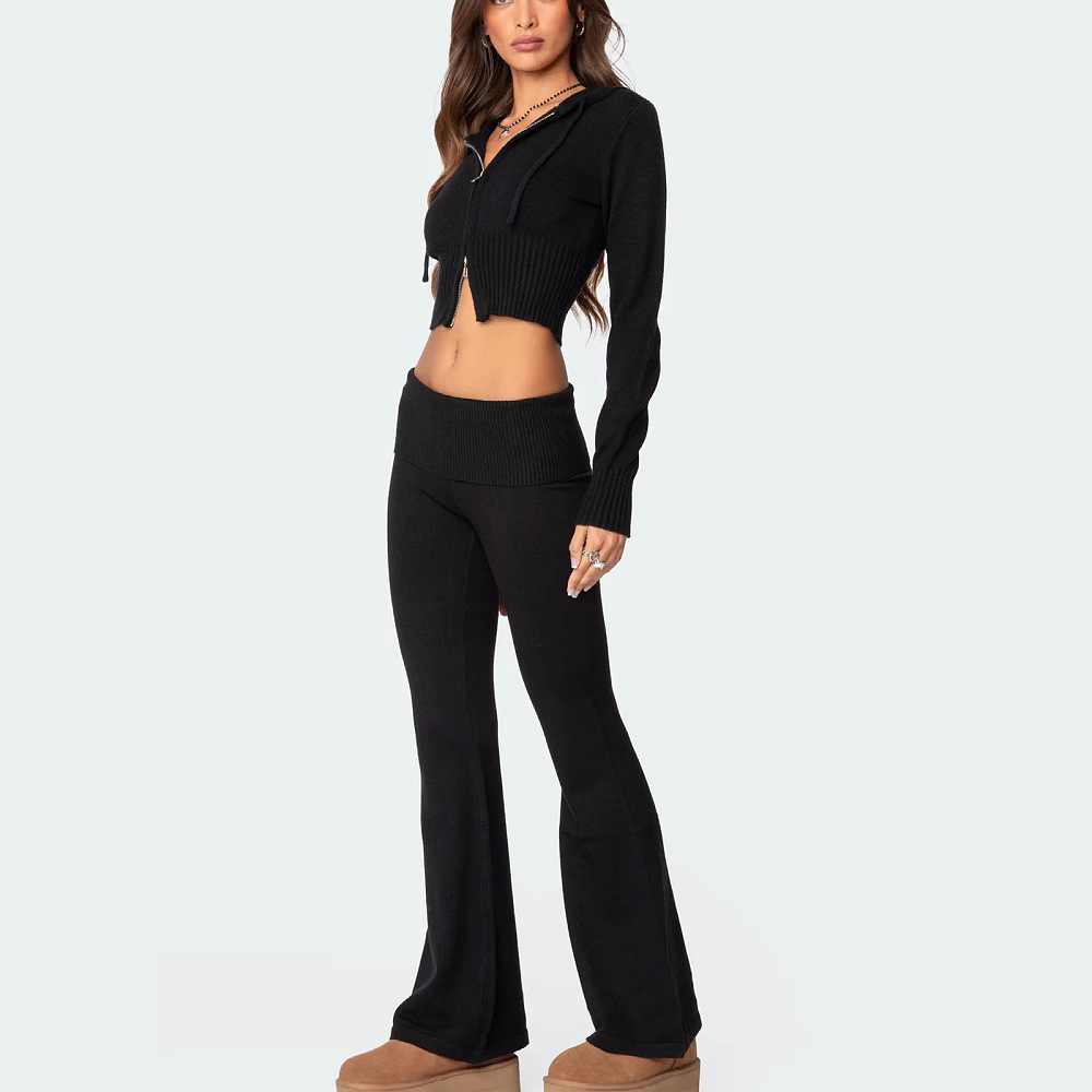 Women's Casual Zip-Up Hoodie and Pants Two-Piece Set