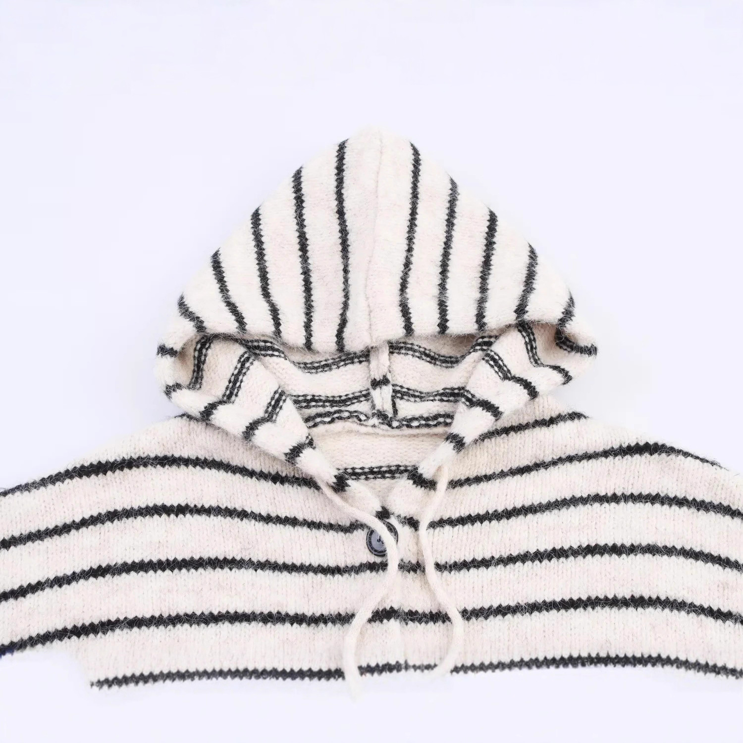 Striped Color-Block Hooded Knit Cardigan Sweater