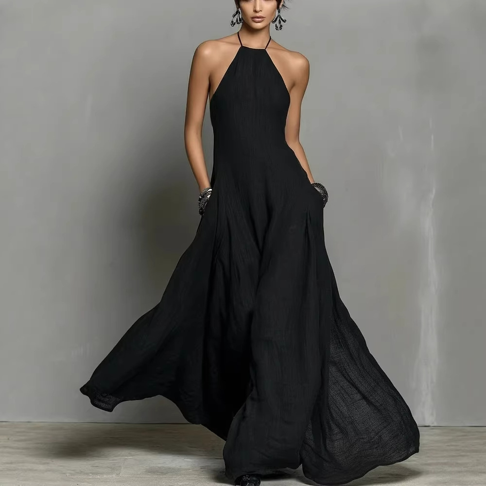 Women's Sexy Minimalist Halter Backless Dress