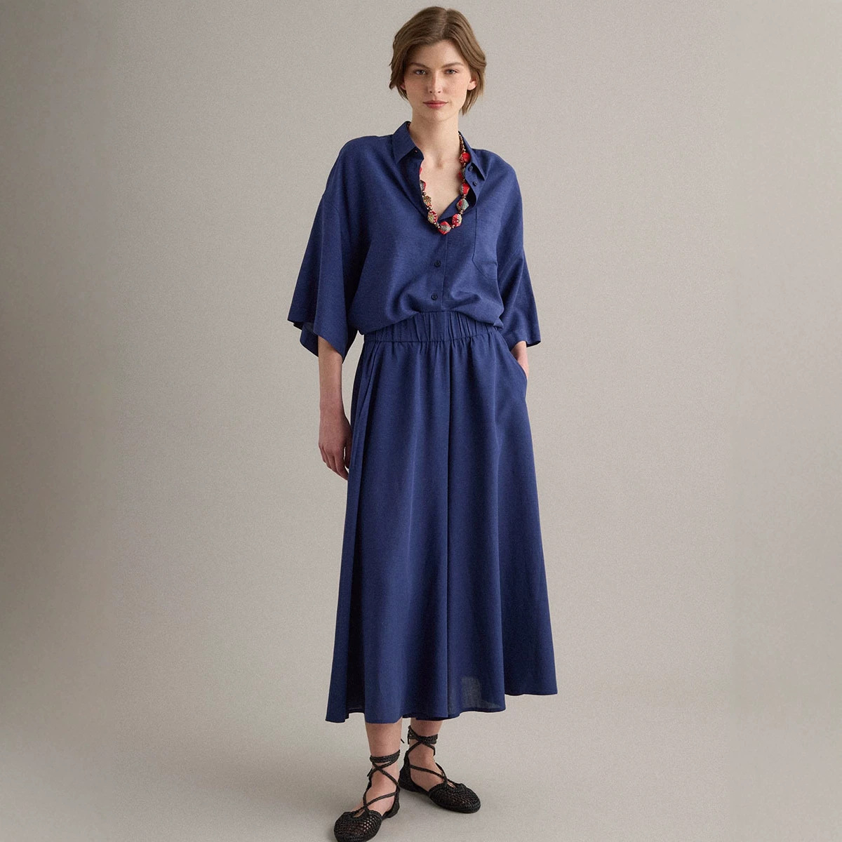 Women's Short Sleeve Top and Skirt Casual Set