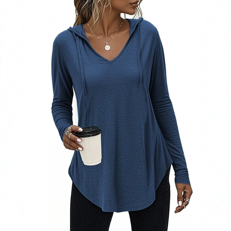 Women's Casual Hooded Long-Sleeve Sweatshirt Top