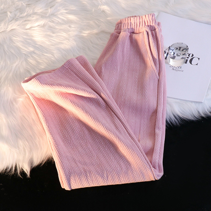 Women's High-Waist Wide-Leg Casual Pants Korean Style Slimming Straight-Leg
