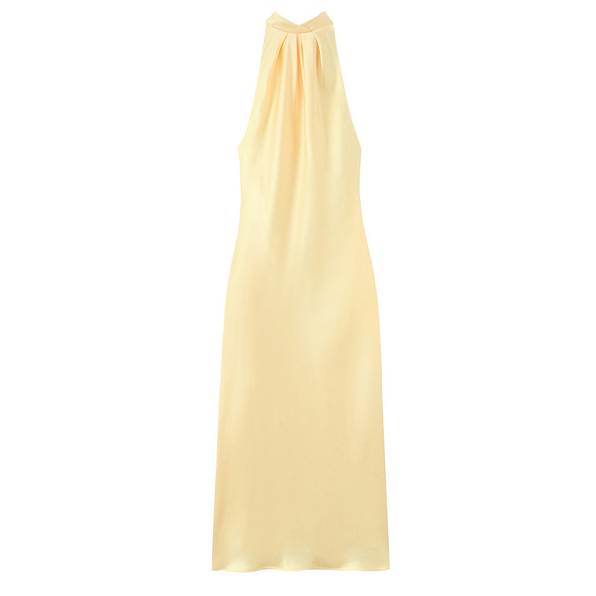 Satin Halter Neck Midi Dress Sleeveless Bodycon