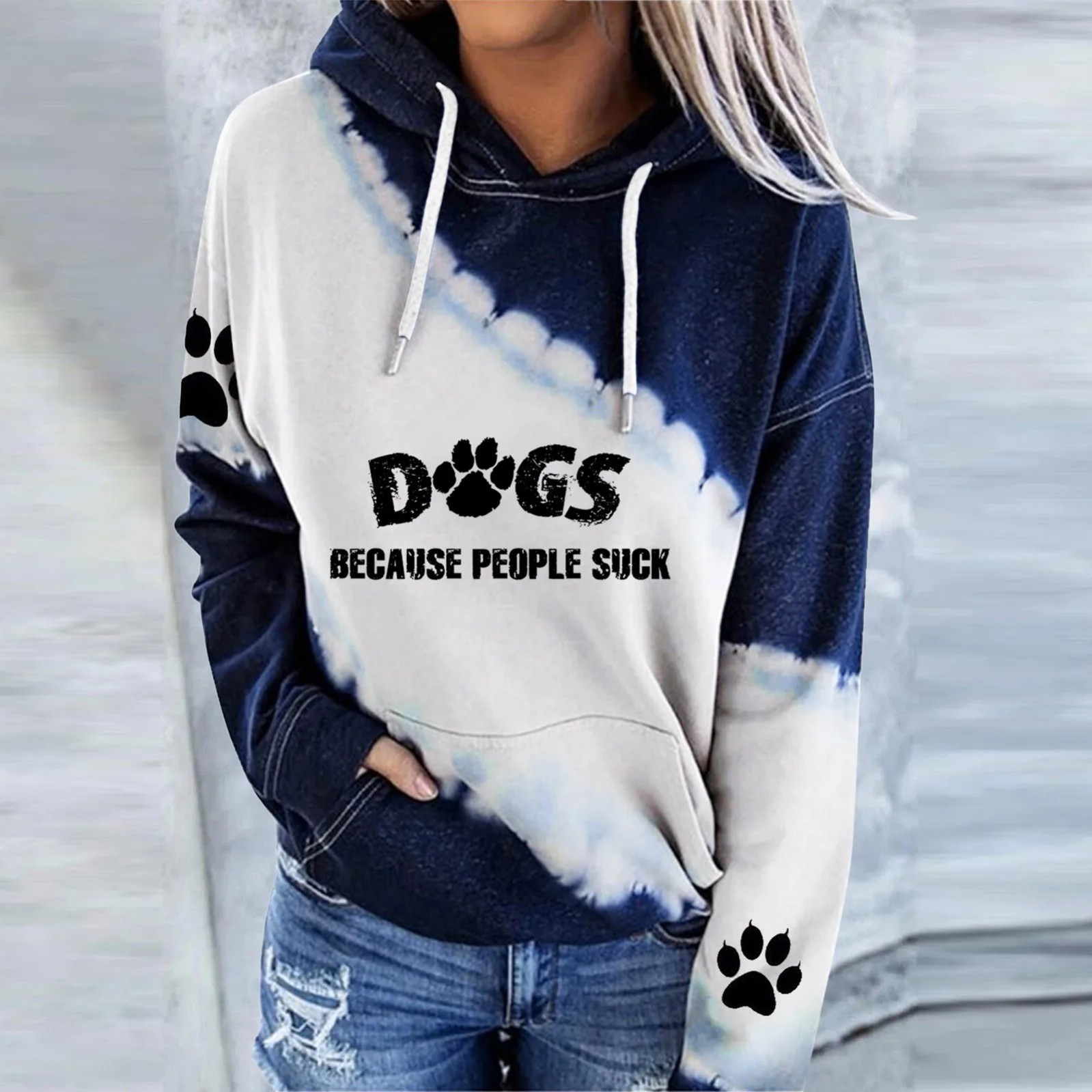 Women's Heart & Animal Paw Print Hooded Sweatshirt