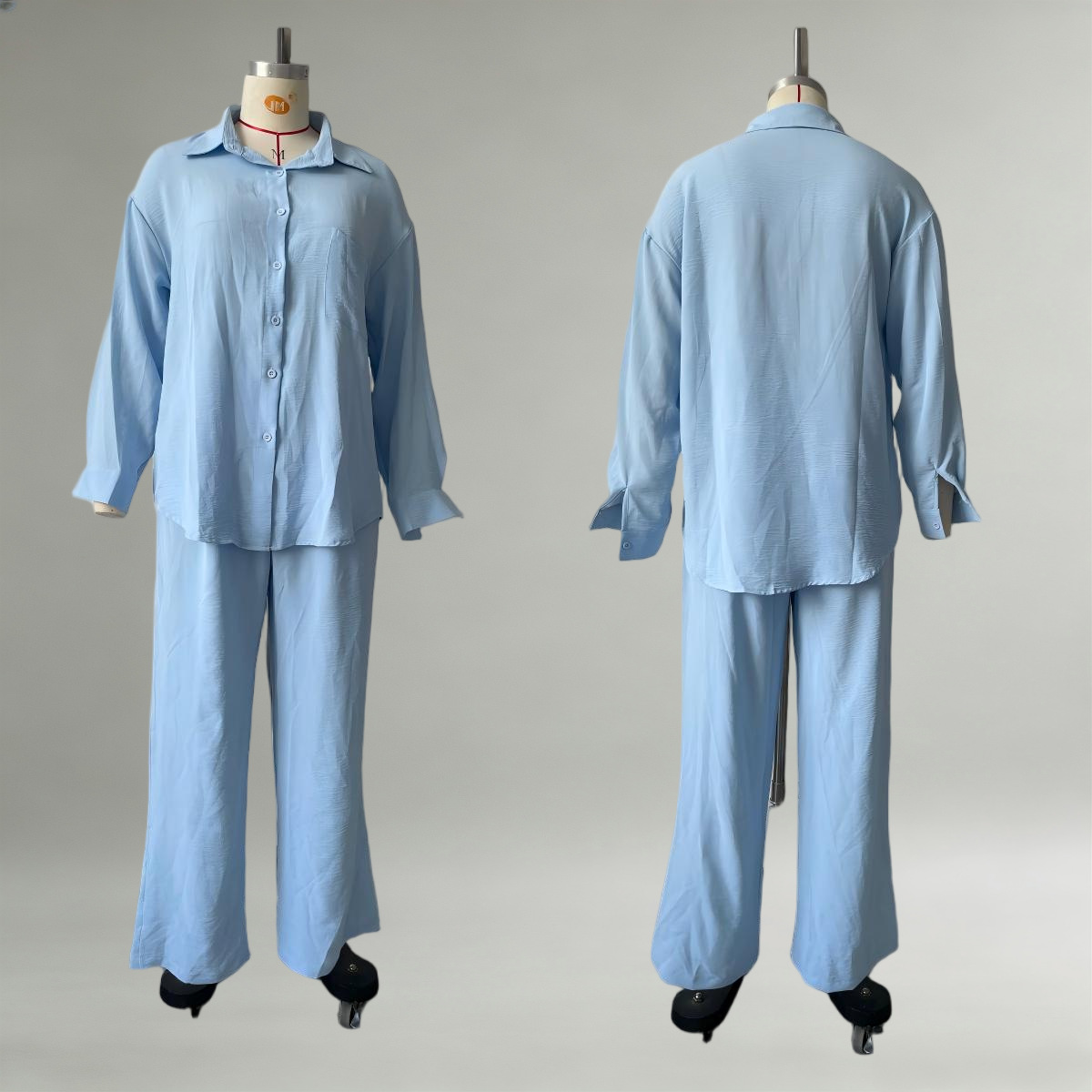 Women's Loose Fit Shirt and Pants Set Casual Commuter Two-Piece Outfit