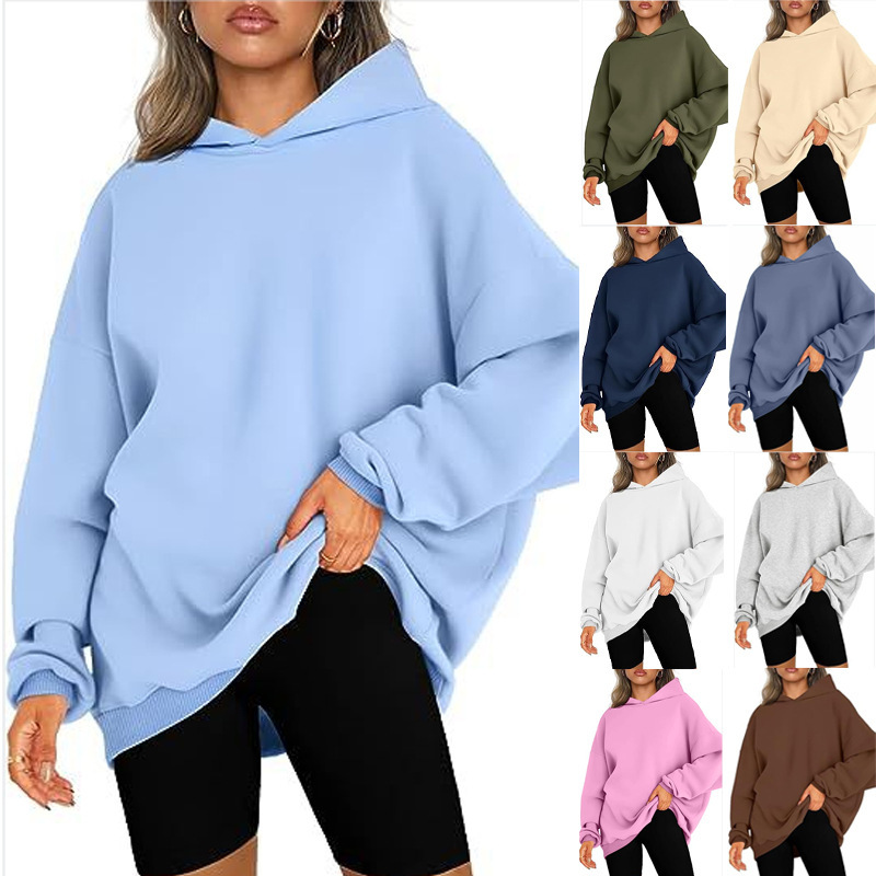 Women's Oversized Fleece-Lined Hooded Pullover Sweatshirt