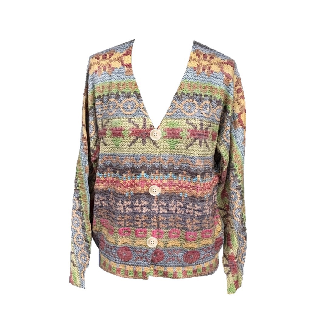 Digital Print Knit Cardigan Sweater