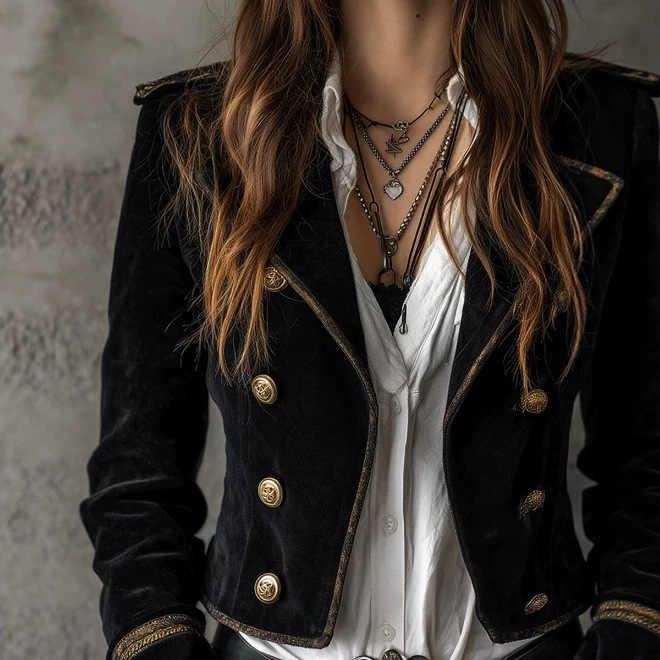 Retro Casual Black Blazer