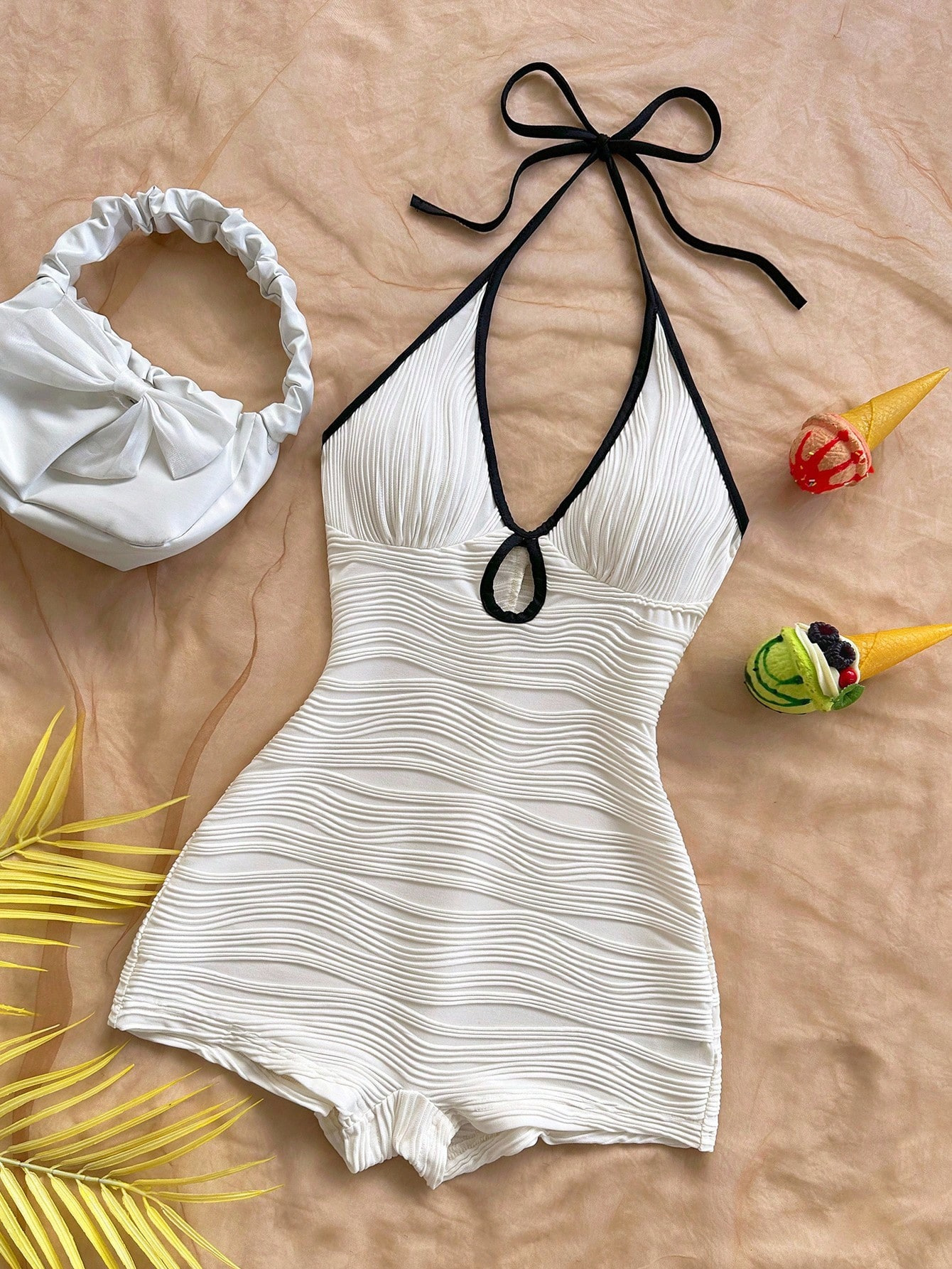 Slimming Halter One-Piece Swimsuit with Tummy Control and Sun Protection