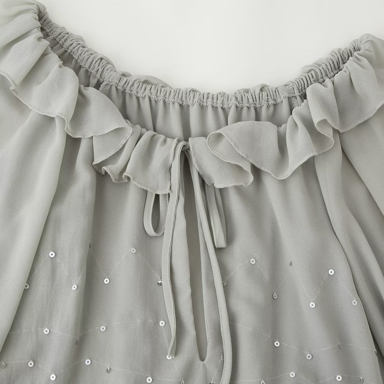 Women's Off-Shoulder Long Sleeve Shiny Layered Short Dress