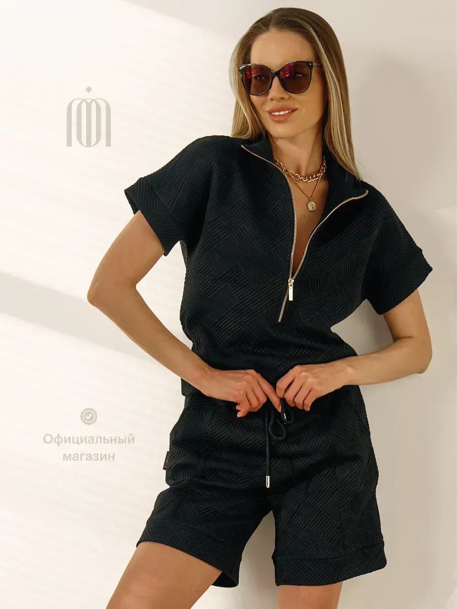 Women's Solid Color Loose Crewneck Sweatshirt and Shorts Set Casual Two-Piece Outfit