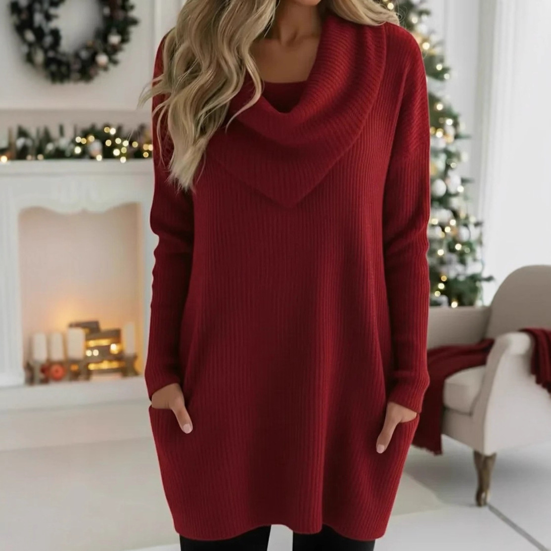 Women's Retro Triangle Cowl Neck Knit Sweater