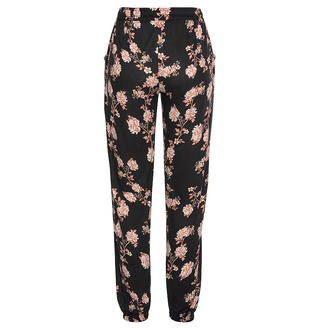 Women's High-Waist Printed Wide-Leg Pants with Cuffed Hem