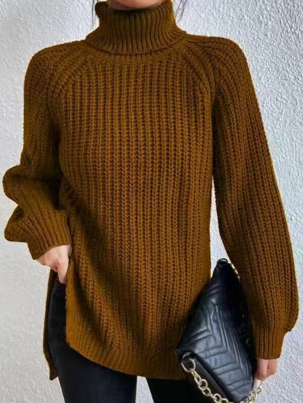 Women's Turtleneck Midi Sweater Soft French Style Pullover