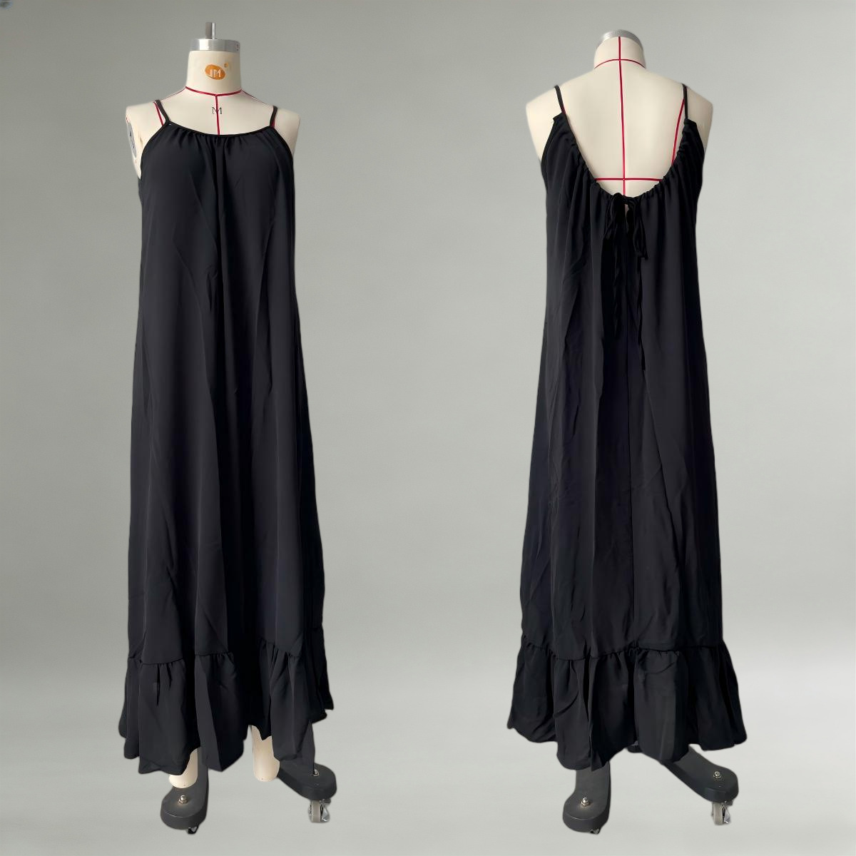 Women's Sleeveless Spaghetti Strap Solid Color Long Dress