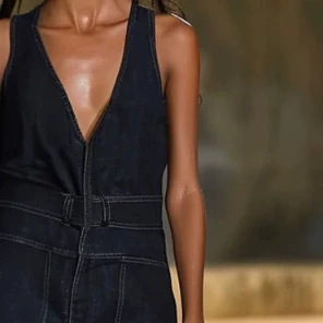 V-Neck Sleeveless Wide-Leg Denim Jumpsuit