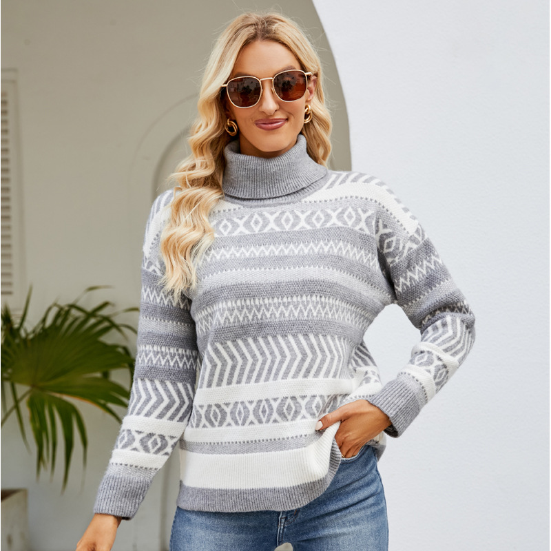 Women's Loose Turtleneck Sweater Casual Knit Pullover