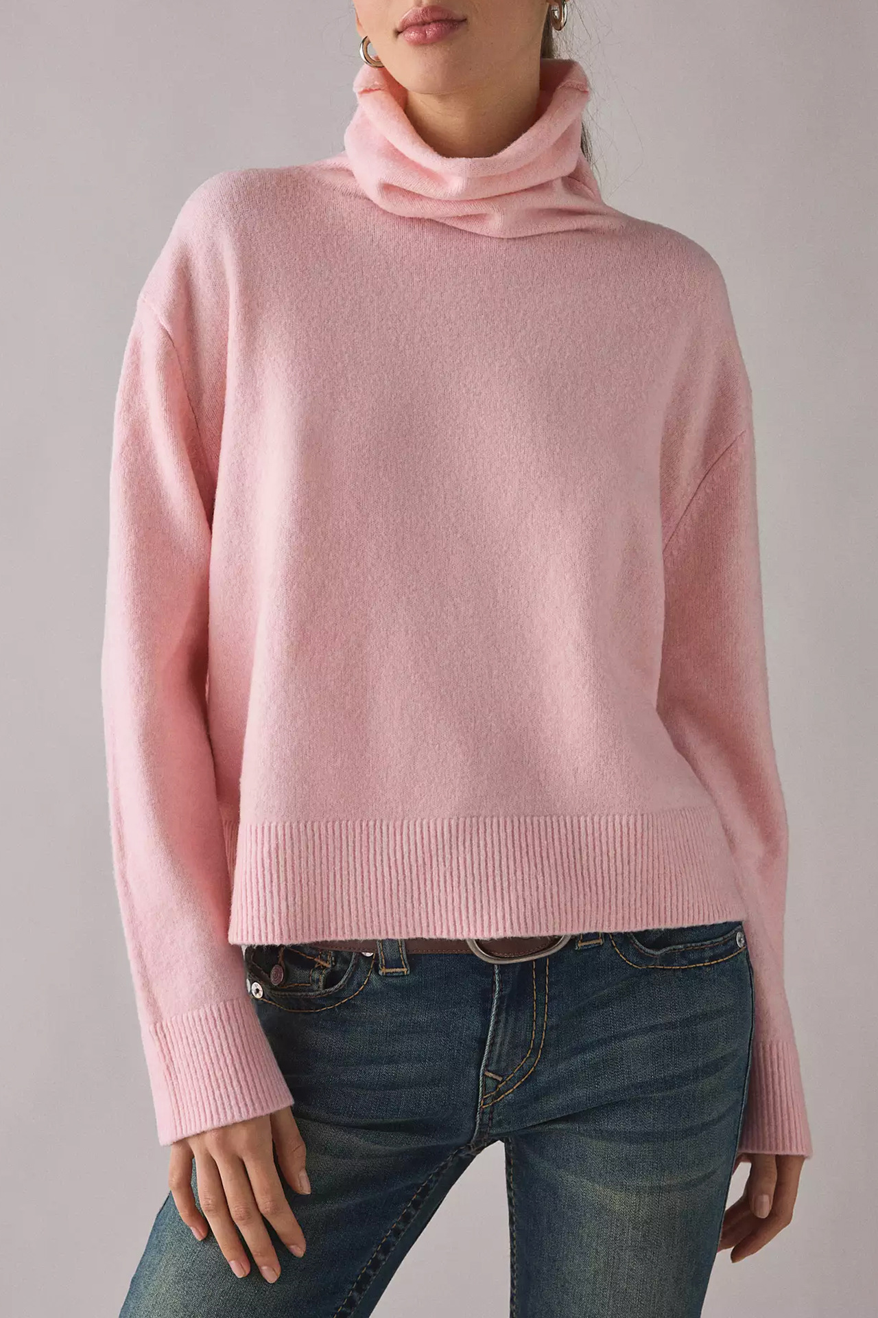 Women's Pullover Knit Turtleneck Sweater Solid Color