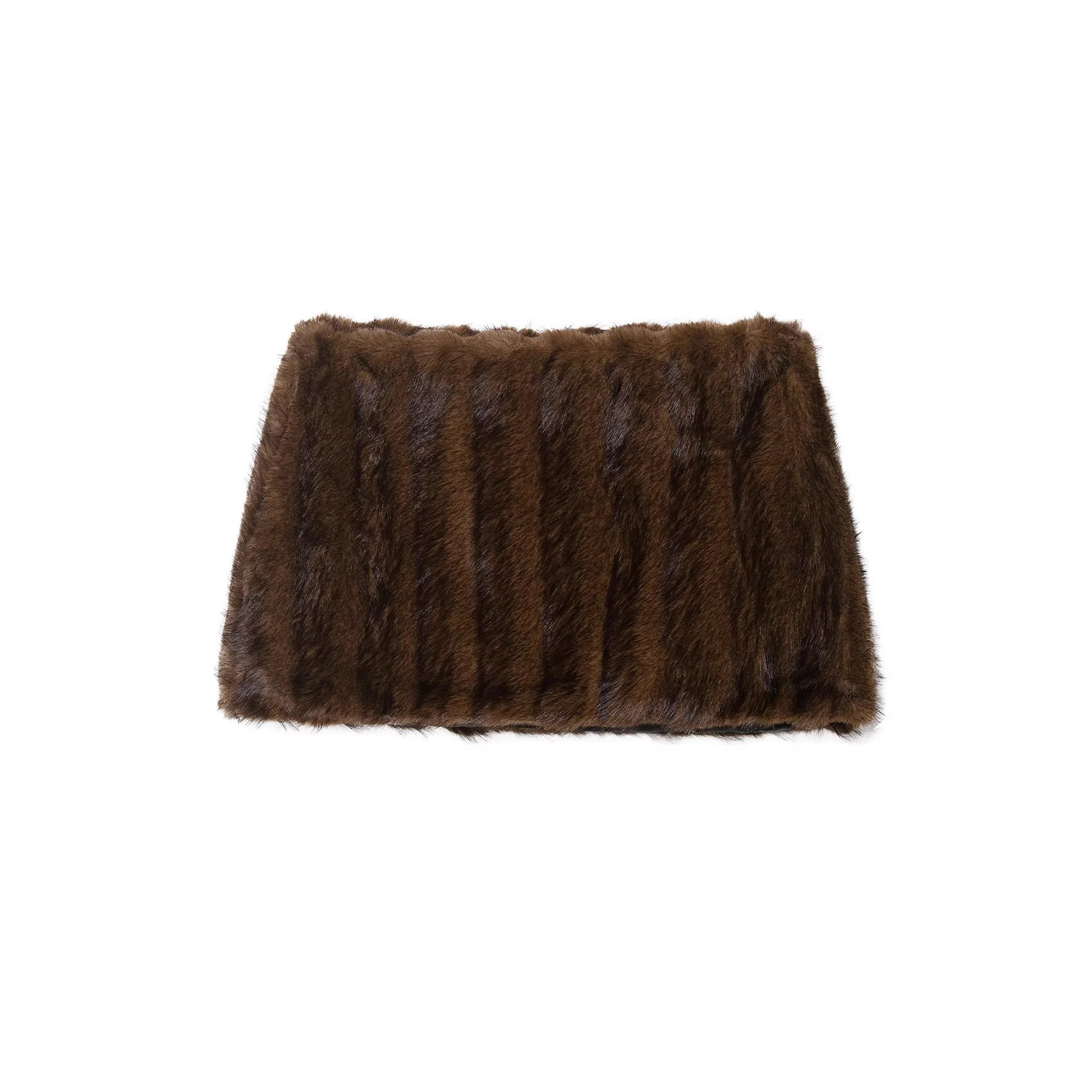 Women's Faux Fur Effect Jacket and Mini Skirt Set