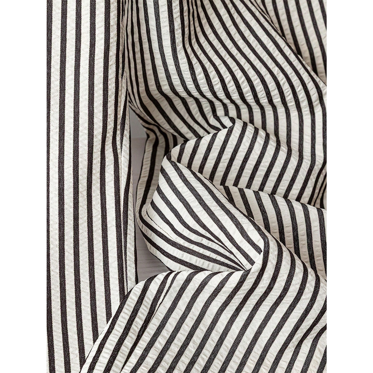 Textured Striped Wide-Leg High-Waist Pants