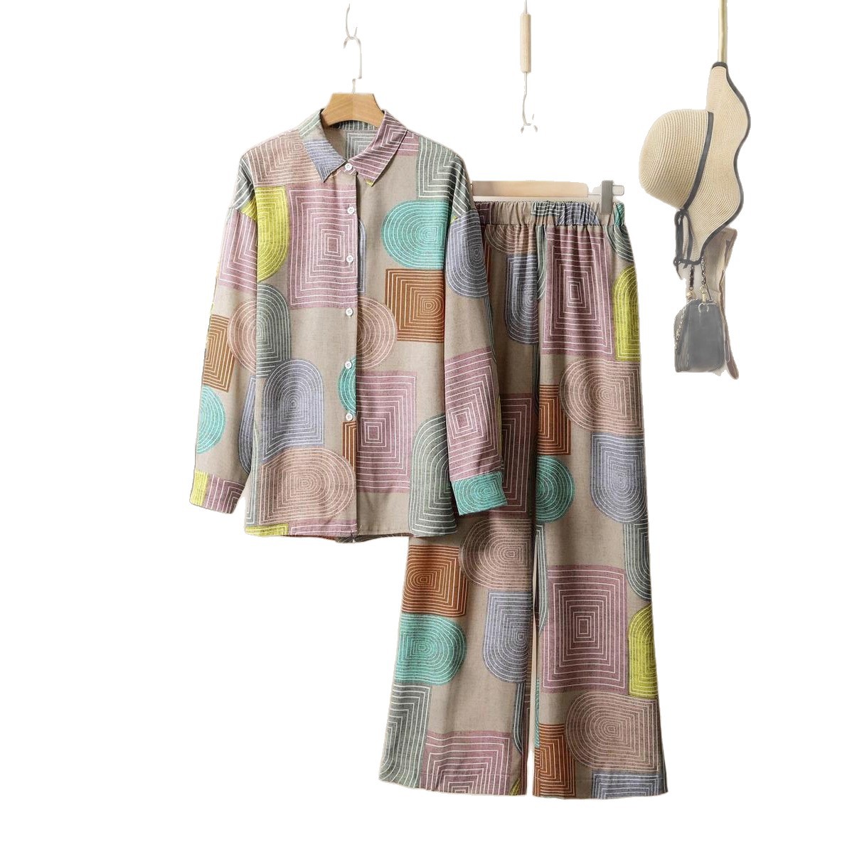 Printed Long Sleeve Top and Pants Set