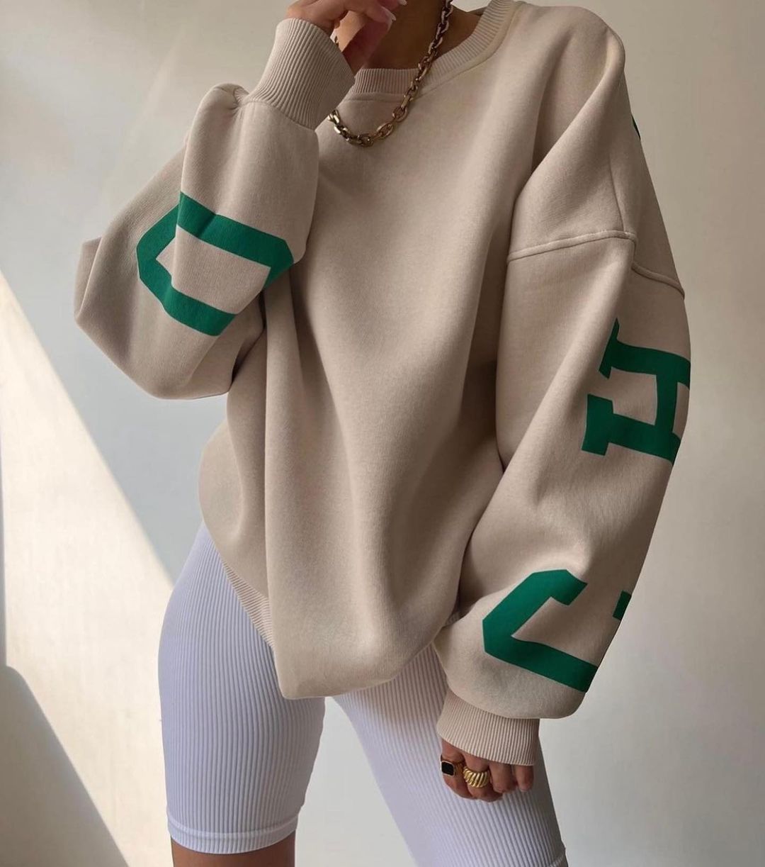 Women's Casual Printed Thick Pullover Long-Sleeve Sweatshirt