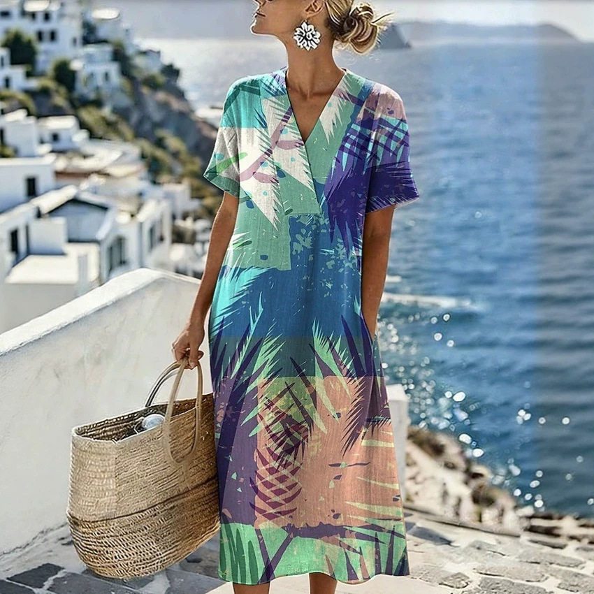 Women's Floral Print Ruched Midi Dress Sleeveless Deep V-Neck Bodycon