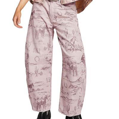 Women's Paisley Print Straight-Leg Casual Pants