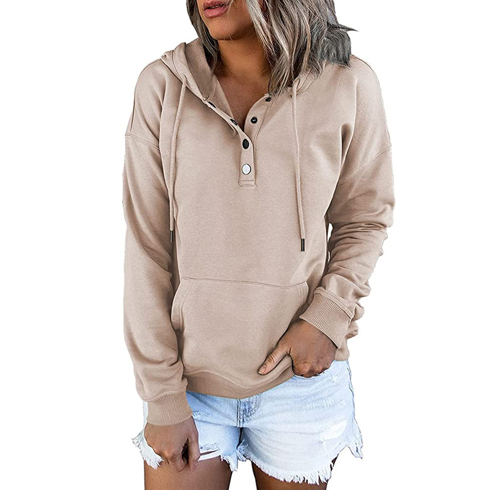 Women's Long-Sleeve Loose Hooded Sweatshirt