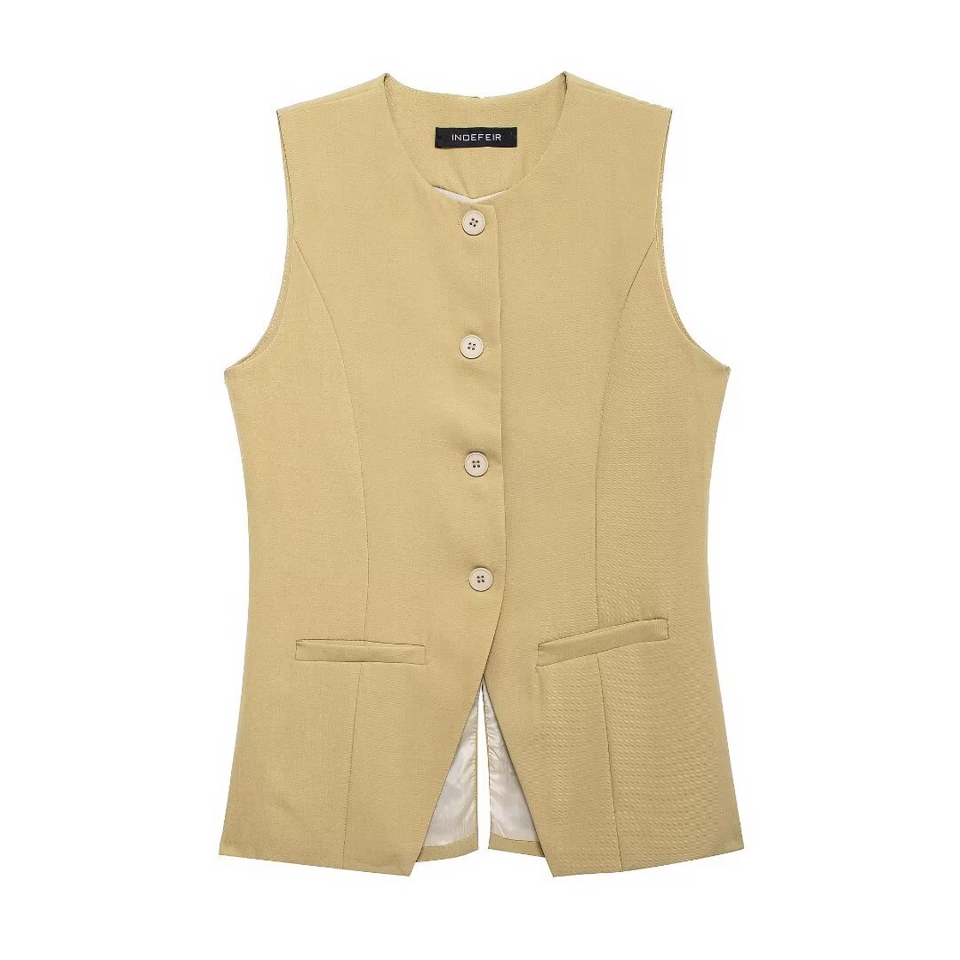 Sleeveless Blazer Vest and High-Waist Shorts Set