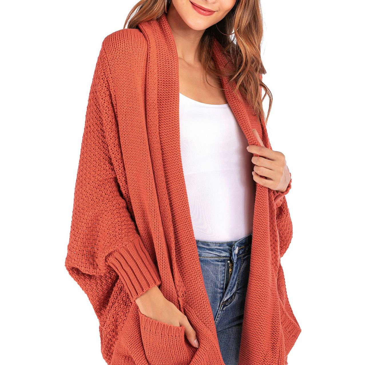 Batwing Sleeve Knit Cardigan Sweater