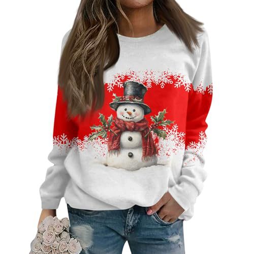 Women's Christmas Snowman Reindeer Print Sweatshirt