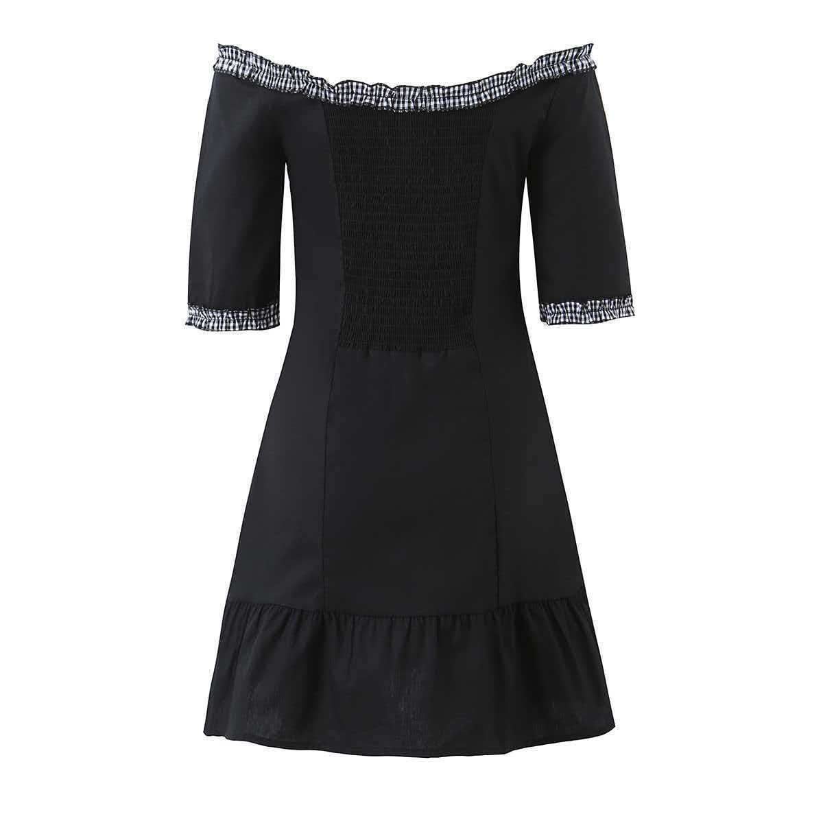 Women's Off-Shoulder Ruffle Slim-Fit Midi Dress
