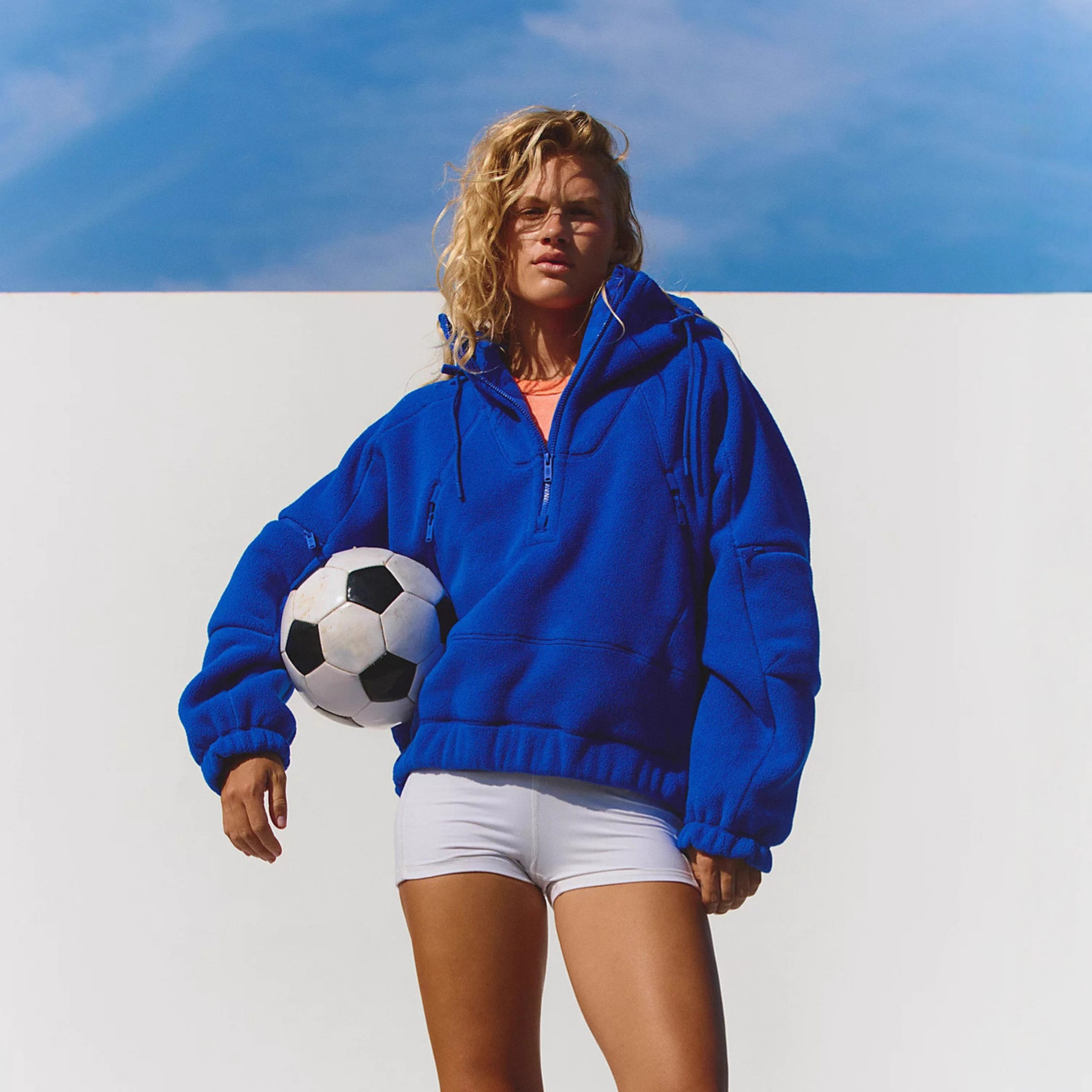 Women's Fleece Half-Zip Hoodie Long Sleeve Pullover Streetwear