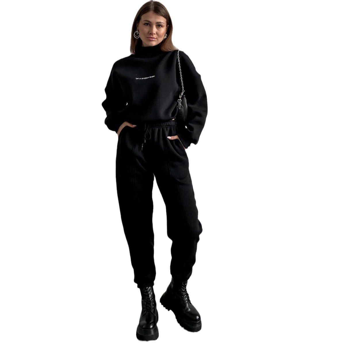 Women's Printed Long-Sleeve Sweatshirt and Pants Two-Piece Set