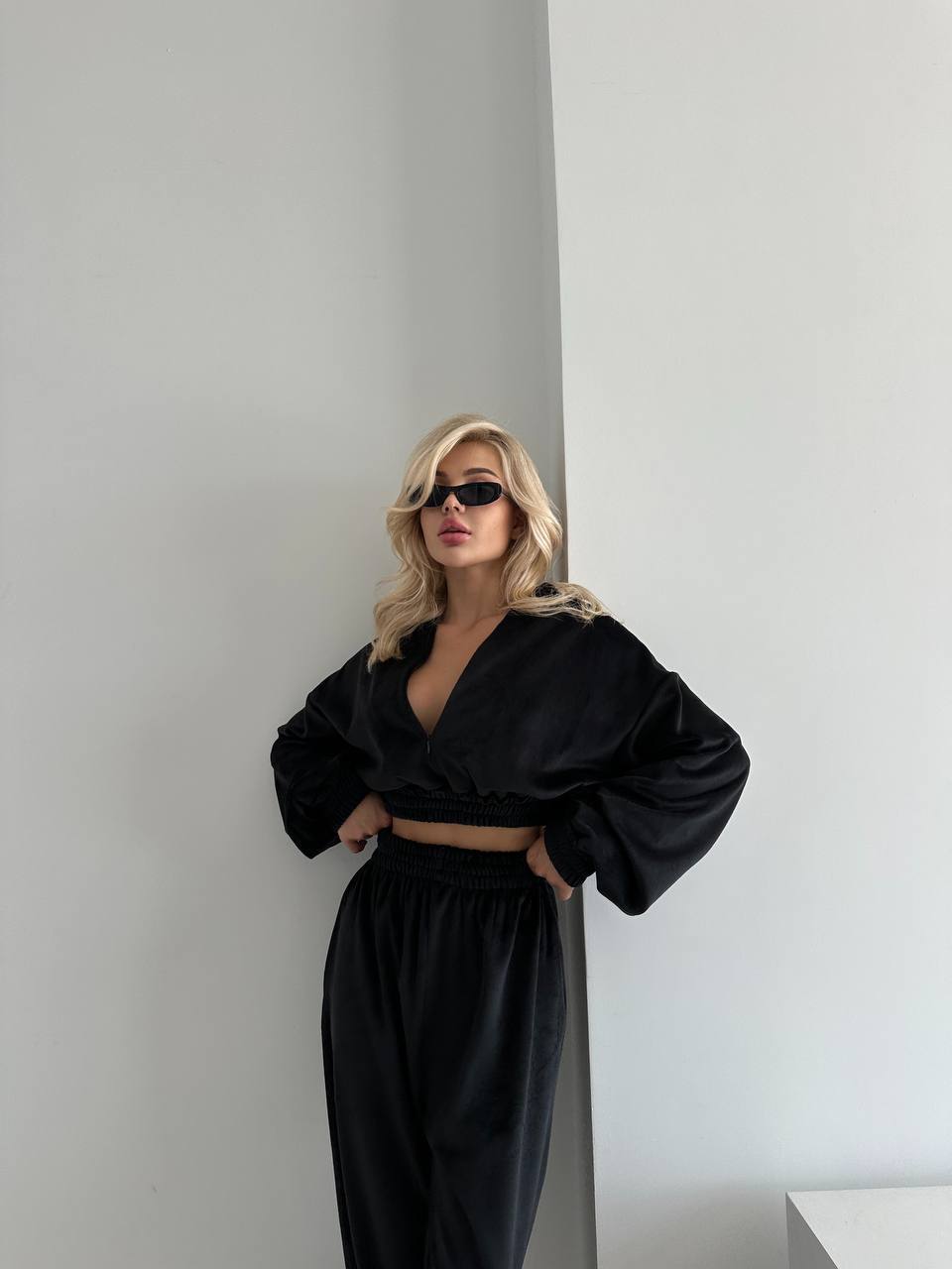 Women's Long Sleeve Zip Cardigan & Wide-Leg Pants Set