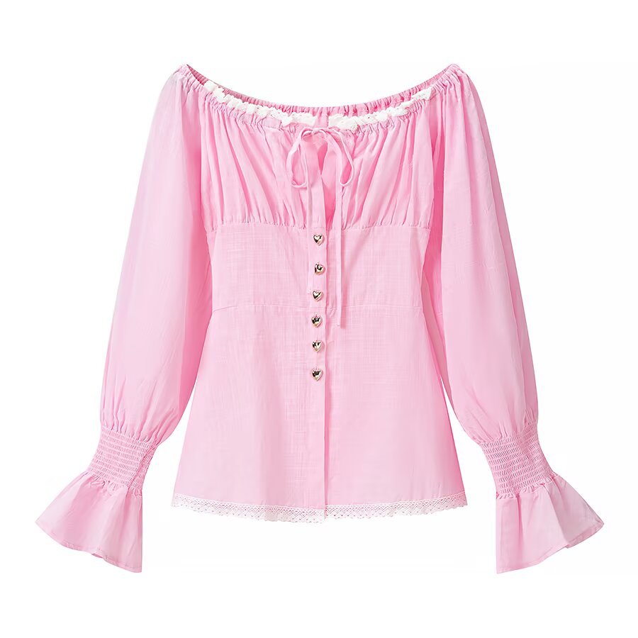 Women's Off-Shoulder Bell-Sleeve Top and Shorts Set