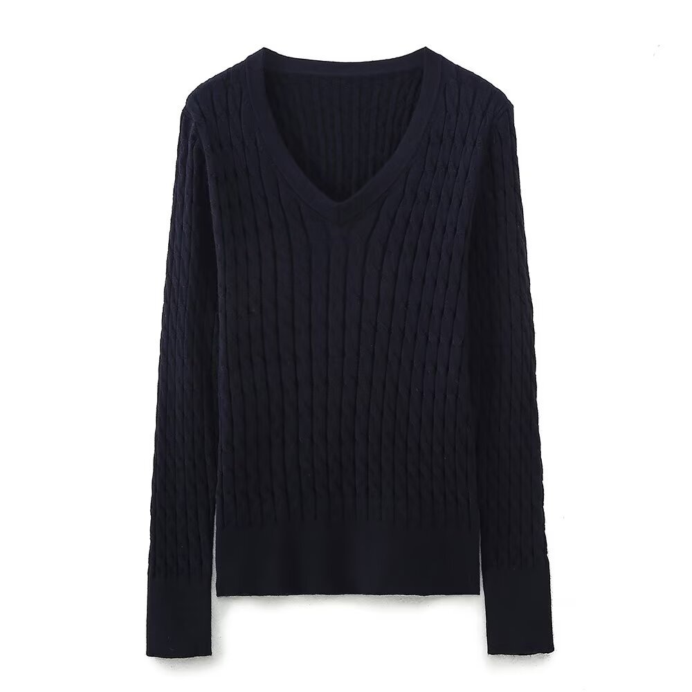 Women's V-Neck Cable Knit Sweater