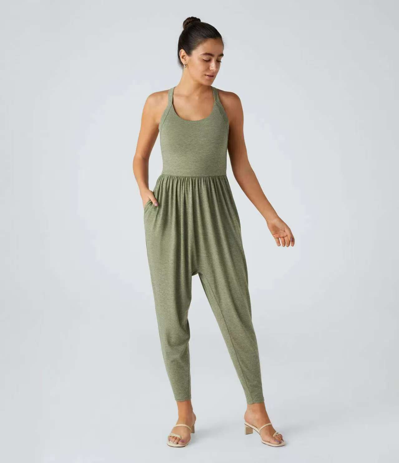 Women's Sleeveless Lace-Up Bodycon Jumpsuit with Butt-Lifting Fit