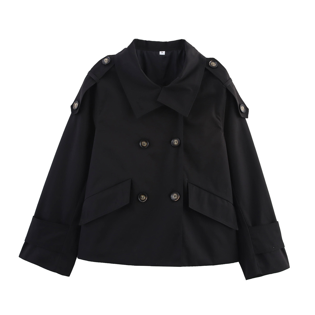 Women's Two-Tone Commuter Trench Coat with Lapel Collar