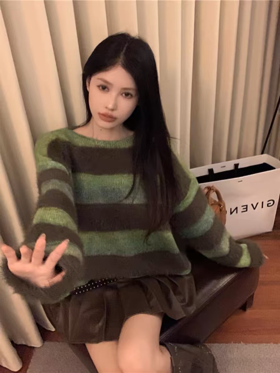 Trendy Color-Block Lazy Style Women's Sweater