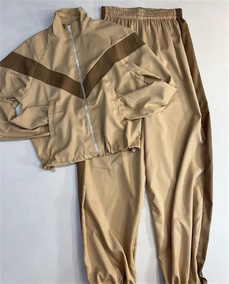 Women's Color-Block Long-Sleeve Track Jacket and Pants Set Streetwear