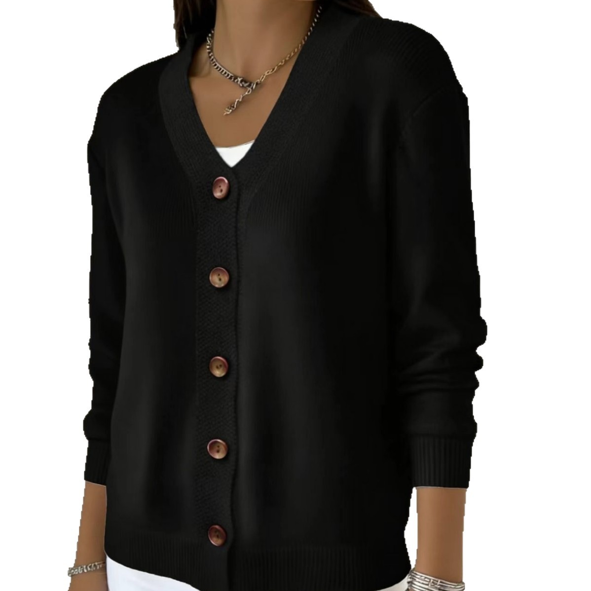 Women's Solid Knit Cardigan Sweater