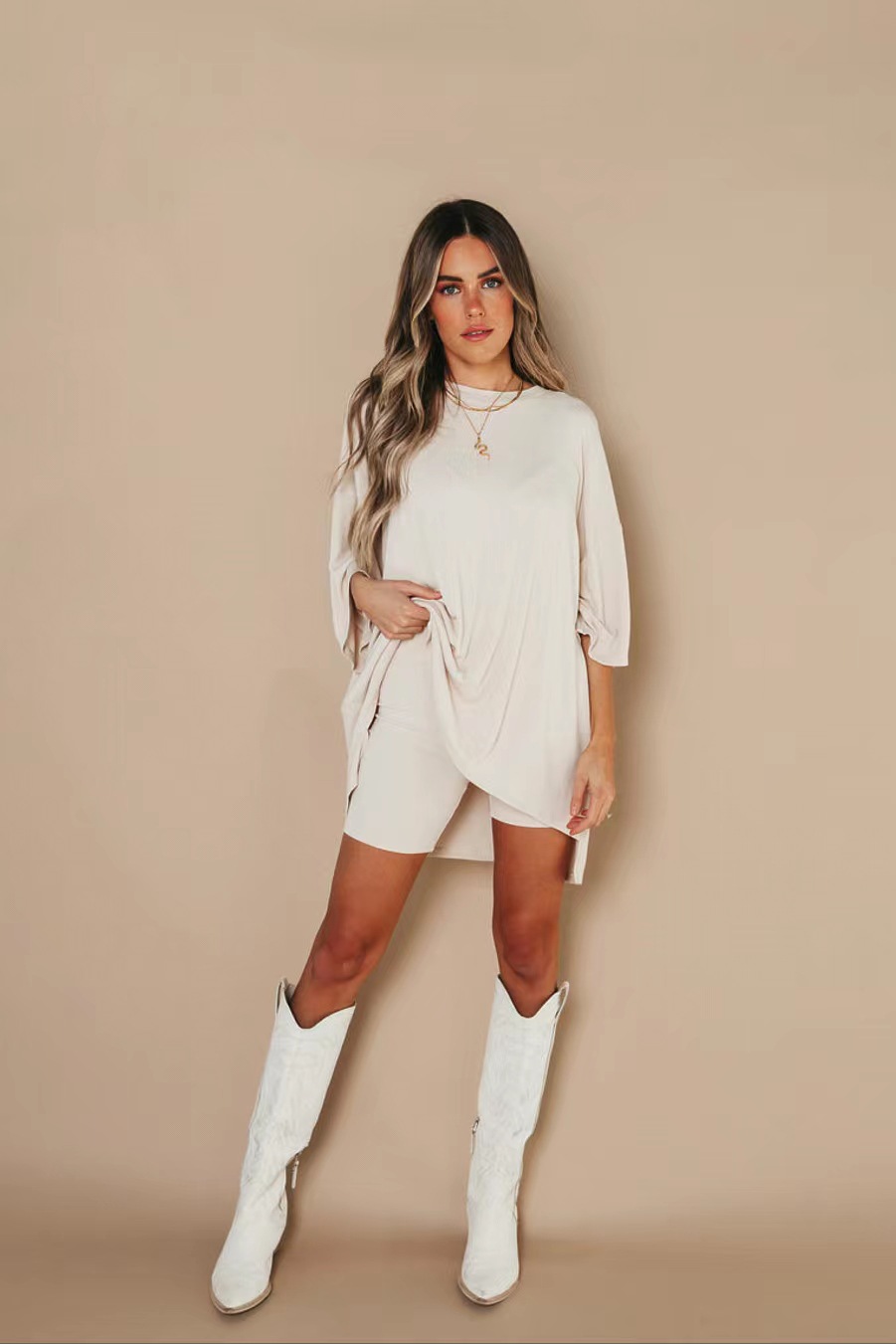 Women's Loose Plus Size Short Sleeve T-Shirt and Shorts Set Casual Loungewear