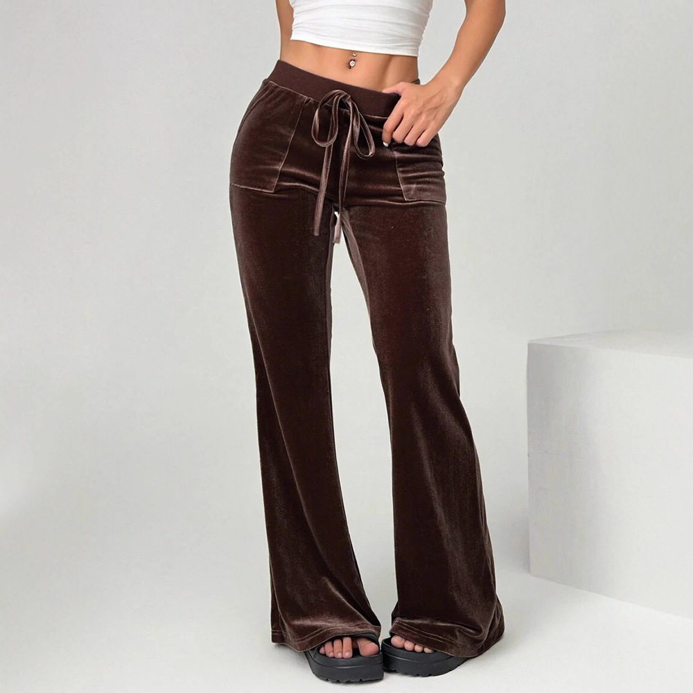 Women's Velvet Flare Pants Slimming Commuter Casual Long Trousers
